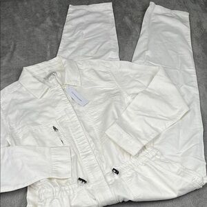 NEW Outerknown S Organic Cotton Linen Station Cinched Jumpsuit White